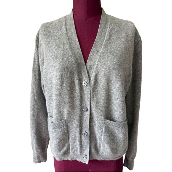 J. Crew Relaxed Fit cashmere cardigan sweater size S Gray Button Front Pockets - Picture 2 of 9
